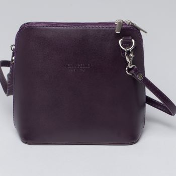 Geanta crossbody, mov inchis, din piele naturala ieftina