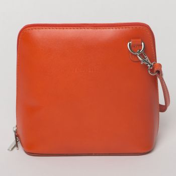 Geanta crossbody, portocalie, din piele naturala ieftina