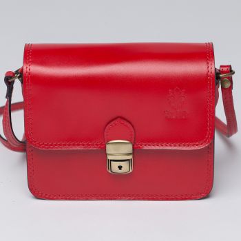 Geanta crossbody rosie din piele naturala, tip postas de firma originala