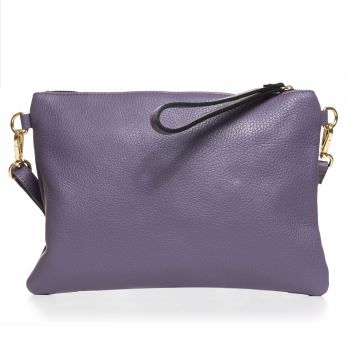 Geanta plic crossbody mov lavanda, din piele naturala