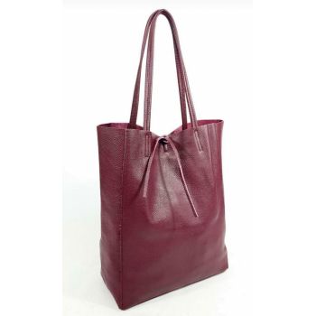 Geanta shopper bordo din piele naturala