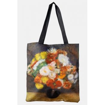 Geanta shopper din material textil, cu imprimeu floral multicolor