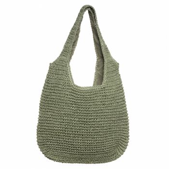 Geanta shopper impletita cu manere late, verde prafuit