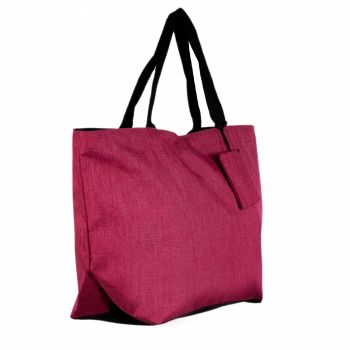 Geanta shopper multifunctionala medie din material textil panzat, fucsia