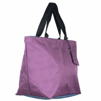 Geanta shopper multifunctionala medie din material textil panzat, mov de firma originala