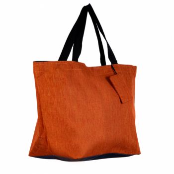 Geanta shopper multifunctionala medie din material textil panzat, portocalie de firma originala