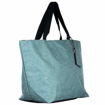 Geanta shopper multifunctionala medie din material textil panzat, turcoaz de firma originala