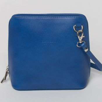 Geanta crossbody, albastra, din piele naturala