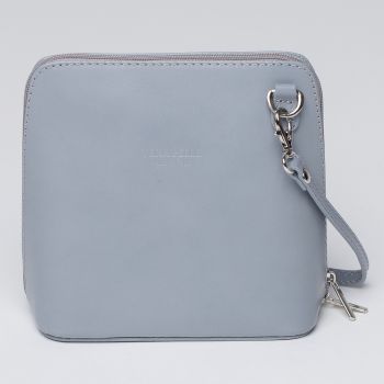 Geanta crossbody, gri deschis, din piele naturala