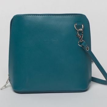 Geanta crossbody, turcoaz, din piele naturala de firma originala