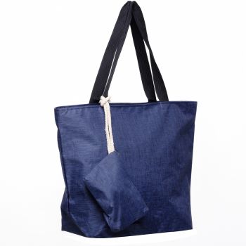 Geanta shopper multifunctionala medie din material textil panzat, bleumarin de firma originala