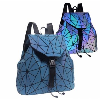 Rucsac reflectorizant 3D cu elemente geometrice triunghiulare, turcoaz de firma originala