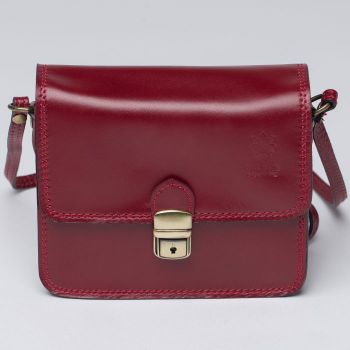 Geanta crossbody bordo din piele naturala, tip postas