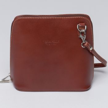 Geanta crossbody, coniac, din piele naturala