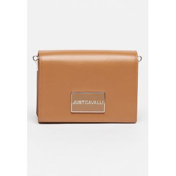 Geanta crossbody de piele ecologica cu aplicatie logo
