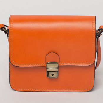 Geanta crossbody portocalie din piele naturala, tip postas