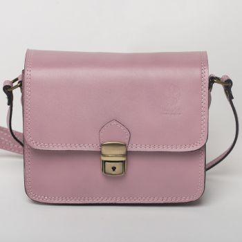 Geanta crossbody roz prafuit din piele naturala, tip postas de firma originala