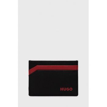 HUGO carcasa din piele barbati, culoarea negru