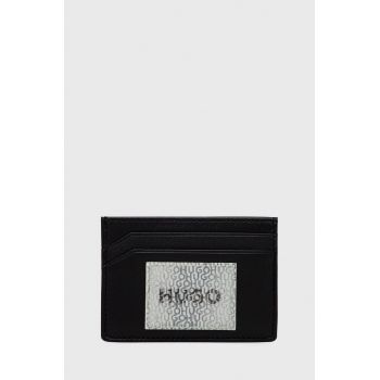 HUGO carcasa din piele barbati, culoarea negru