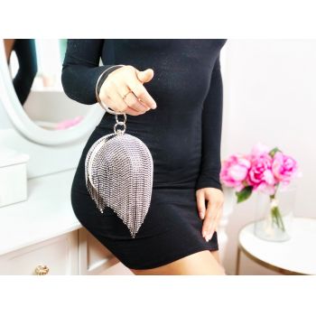 Poșetă clutch neagră cu cristale strălucitoare Ultra Glam