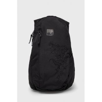 Jack Wolfskin rucsac femei, culoarea negru, mic, cu imprimeu