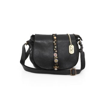 Geanta crossbody din piele cu aplicatii metalice Luigia