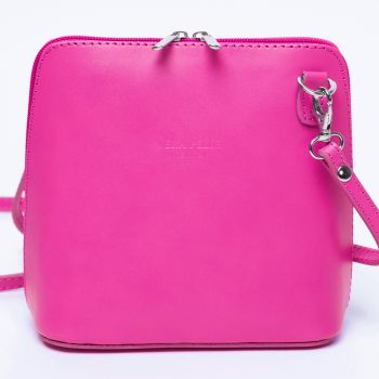 Geanta crossbody, roz fucsia din piele naturala de firma originala