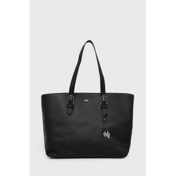 BOSS poseta de piele culoarea negru