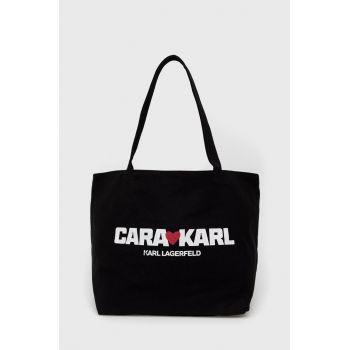 Karl Lagerfeld poseta Karl Lagerfeld X Cara Delevingne culoarea negru