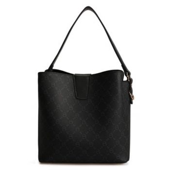 Geanta shopper de piele ecologica - Negru/Gri inchis