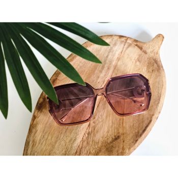 Ochelari de soare rose nude cu lentile în degrade albastru-roz O128