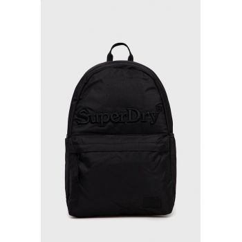 Superdry rucsac femei, culoarea negru, mare, neted