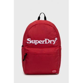 Superdry rucsac femei, culoarea rosu, mare, neted