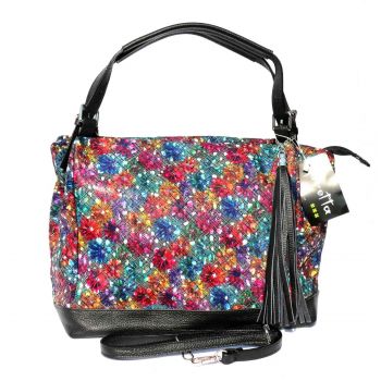 Geanta Piele, Model Pretta- 027 Multicolor-Negru