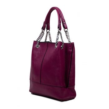 Geanta Piele, Model Pretta 358- Magenta Inchis