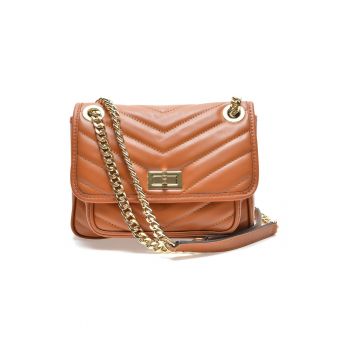 Geanta crossbody din piele cu bareta din lant