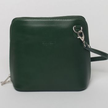 Geanta crossbody, verde inchis, din piele naturala