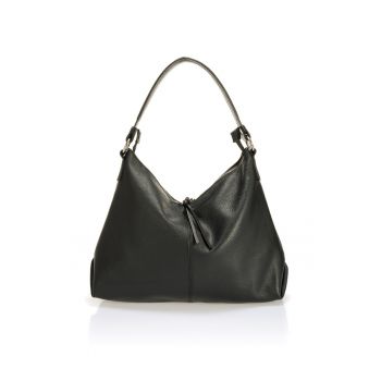 Geanta de piele cu fermoar si bareta de umar