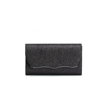 Clutch Minerva negru cu glitter