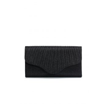 Clutch Olena negru cu design in pliuri