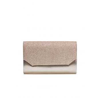 Clutch Teya auriu din material peliculizat