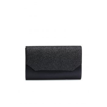 Clutch Teya negru din material peliculizat