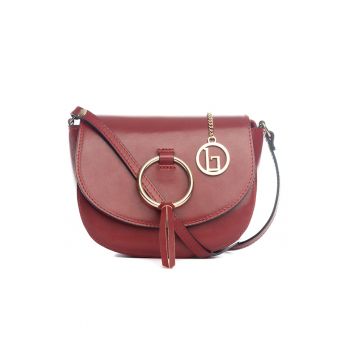 Geanta crossbody din piele cu detaliu cu inel Tidone