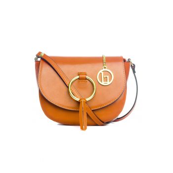 Geanta crossbody din piele cu detaliu cu inel Tidone