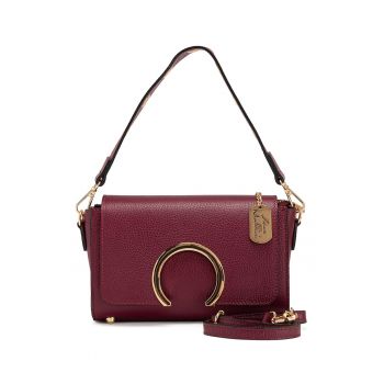 Geanta crossbody din piele Giada - Visiniu