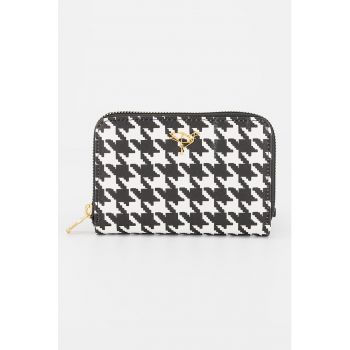 Portofel cu fermoar si model houndstooth