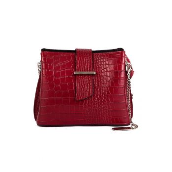 Geanta crossbody de piele cu model piele de reptila Olivia