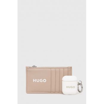 HUGO portofel și husă pentru airpod-uri femei, culoarea bej
