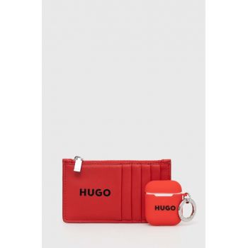 HUGO portofel și husă pentru airpod-uri femei, culoarea rosu