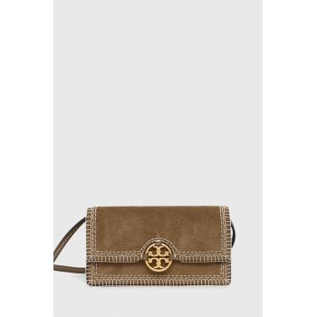 Tory Burch geanta de mana din piele intoarsa culoarea maro